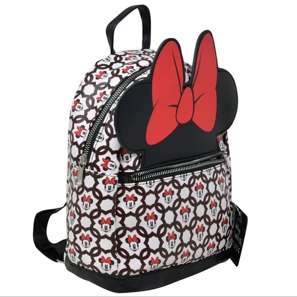 Minnie Mouse 10" Mini Deluxe Backpack With 1 Front Pocket And Large Bow - NWT - Picture 2 of 6